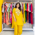 Indo western set (no dupatta) with hand work Cape dress Yellow