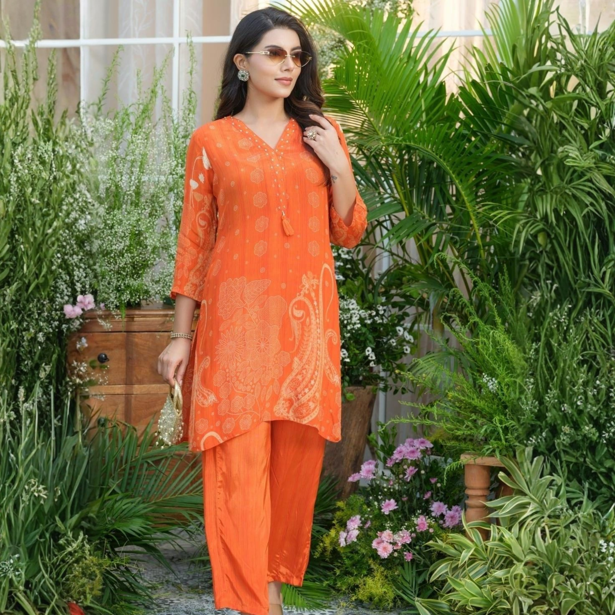 Cord Set Straight fit Orange