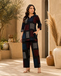 Cotton Cord Set (Short Kurti) – Black