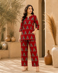 Cotton Cord Set (Short Kurti) – Rust