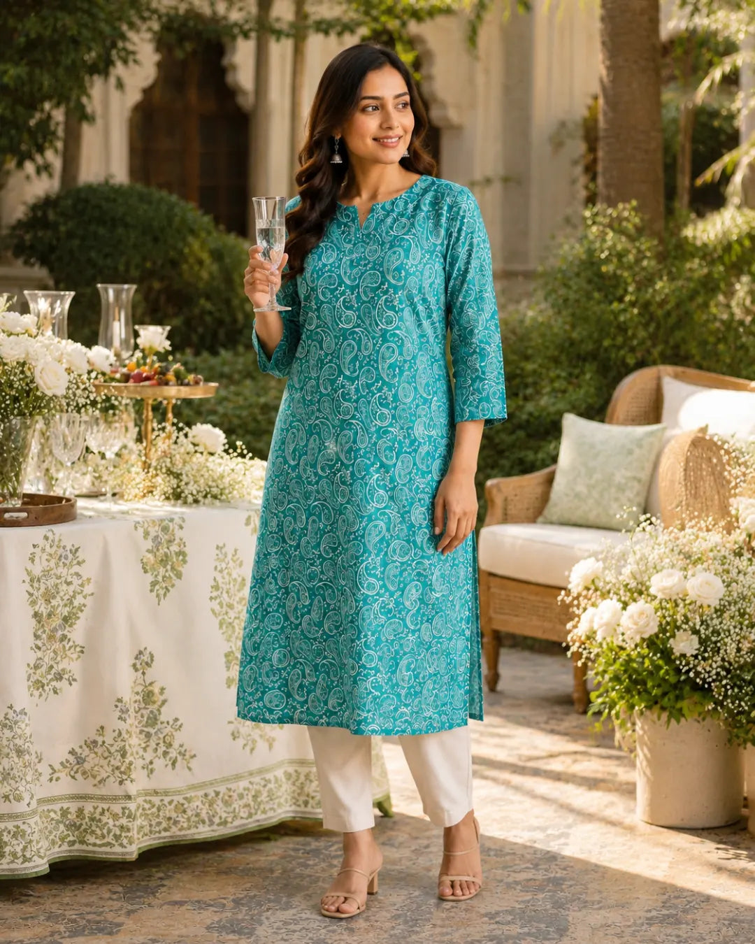 Cotton Straight Kurti – Blue