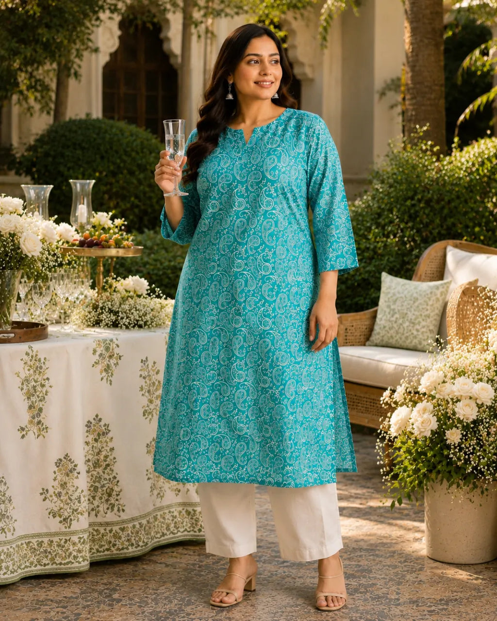 Cotton Straight Kurti – Blue
