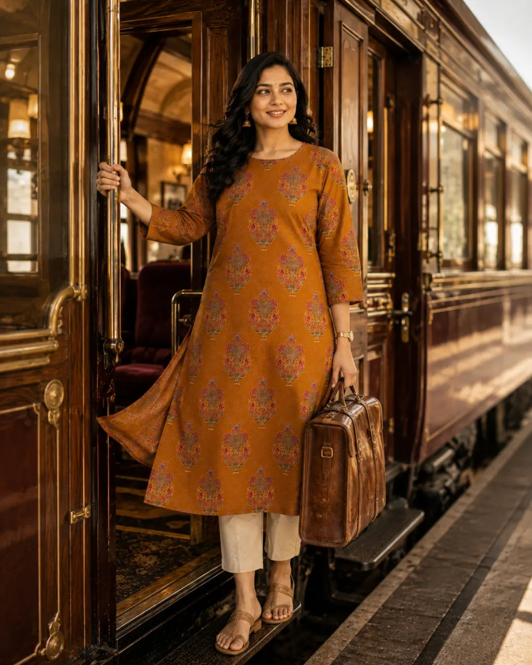 Cotton Straight Kurti – Mustard