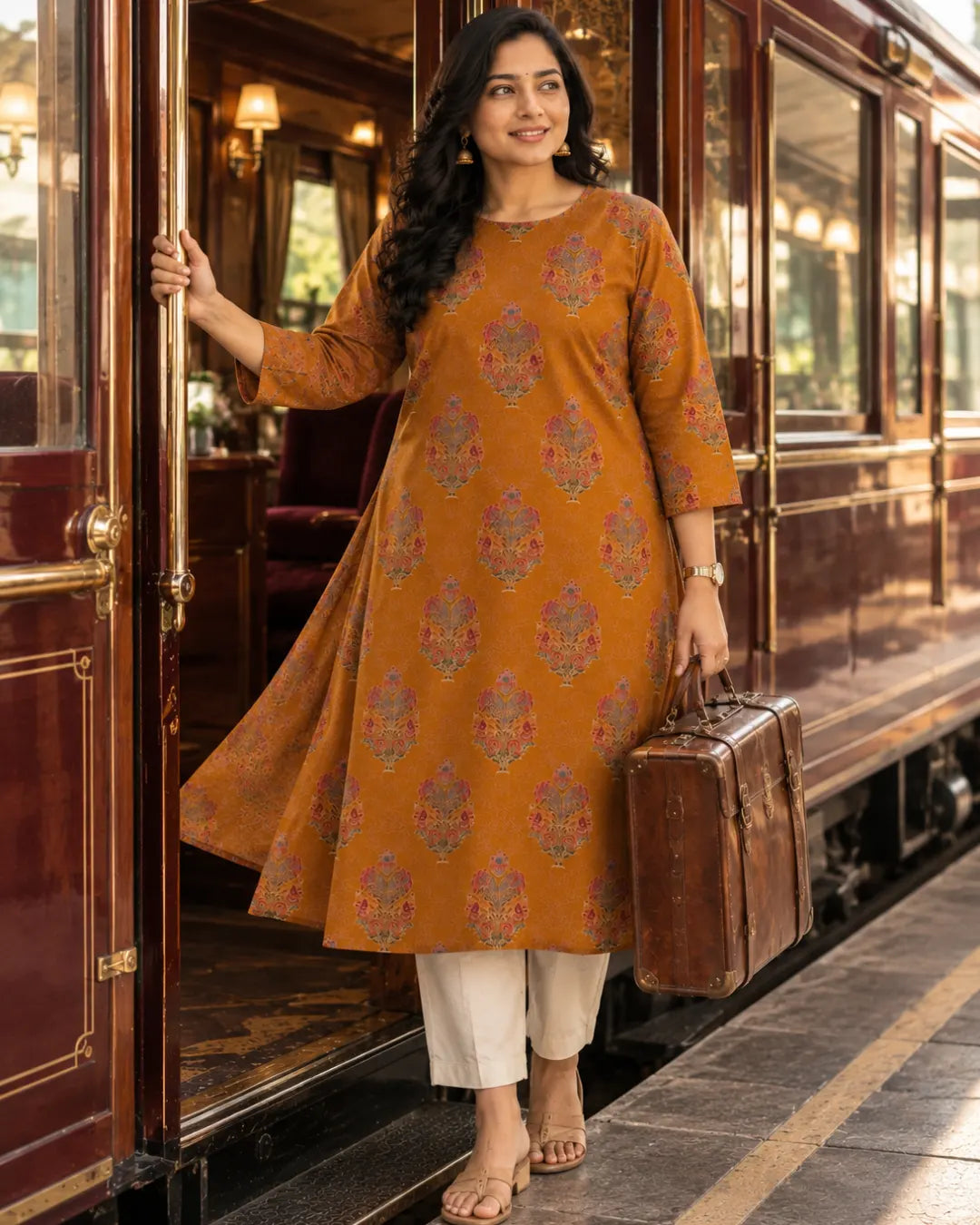 Cotton Straight Kurti – Mustard