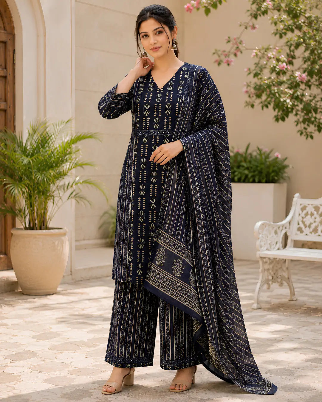 Pure Cotton Full set with Straight fit (Blue)