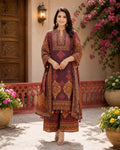 Full Set with placement print Straight fit Brown