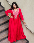 Gown with Dupatta, heavy zardosi & moti work Flared Gown Pink