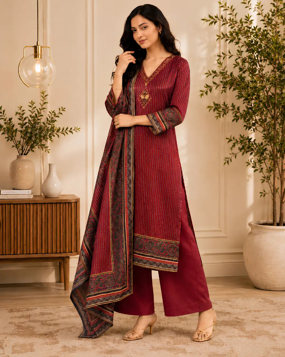 Pure crepe Full Set with hand work (with lining)