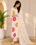 Pure Crepe Full Set with Lining Straight Kurti White
