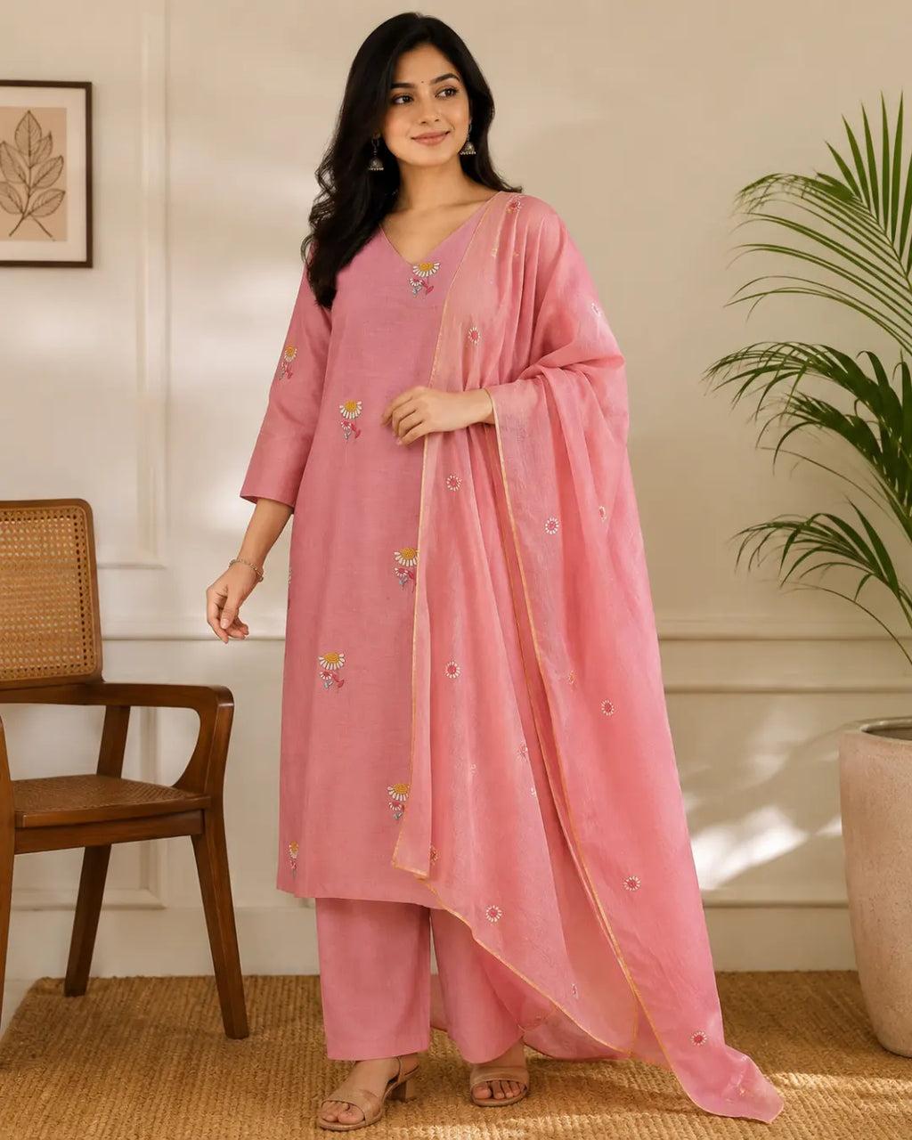 Mul Cotton Full Set Flared Kurti Onion