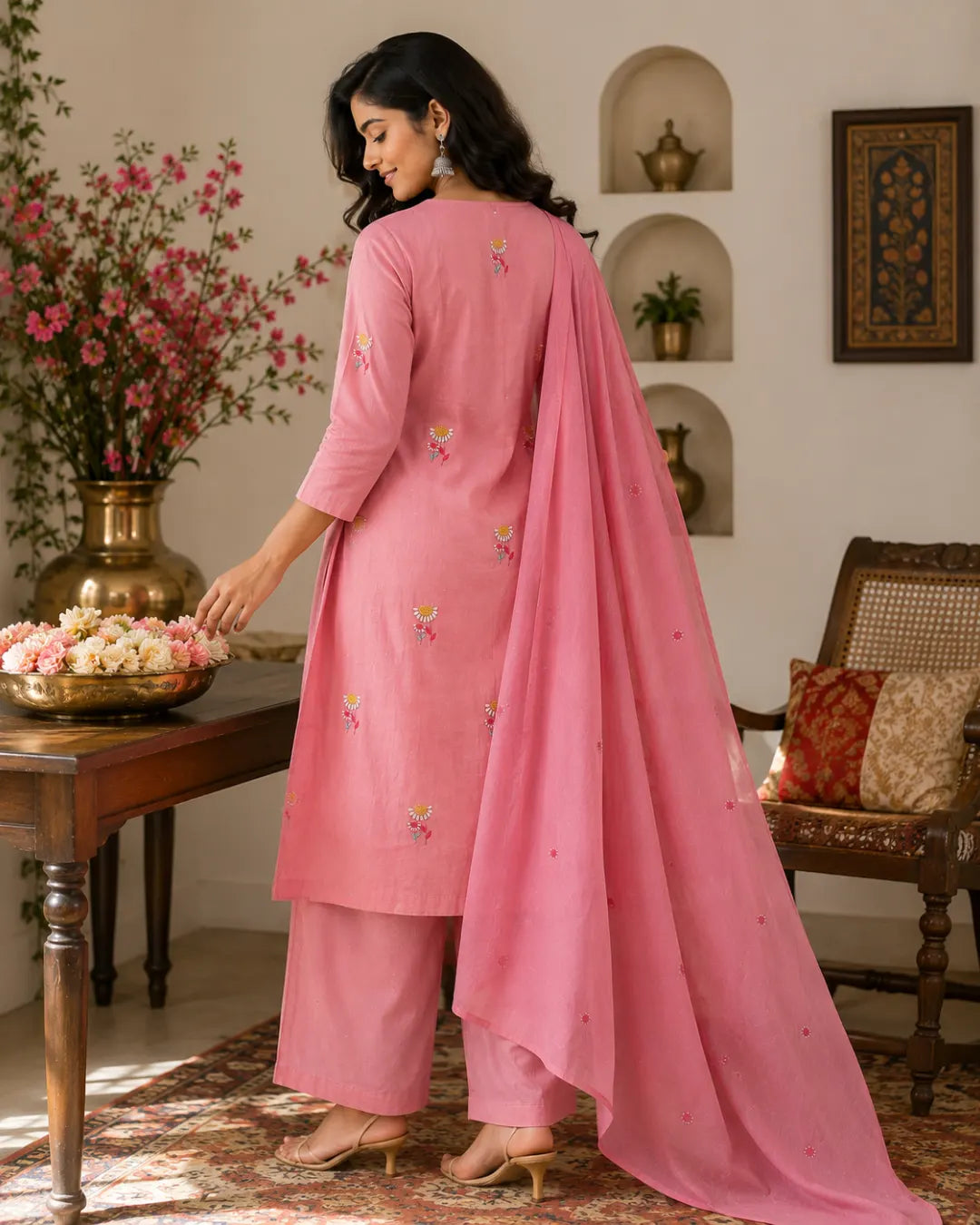 Mul Cotton Full Set Flared Kurti Onion