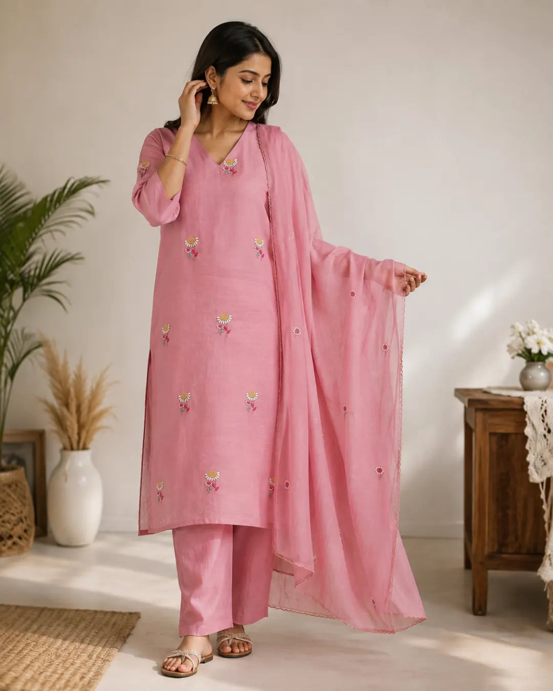 Mul Cotton Full Set Flared Kurti Onion