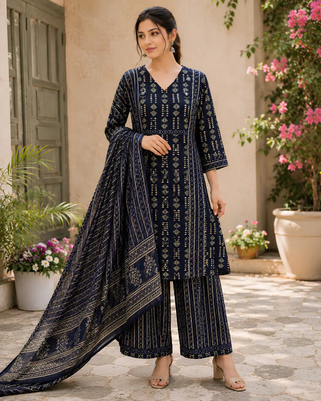 Pure Cotton Full set with Straight fit (Blue)