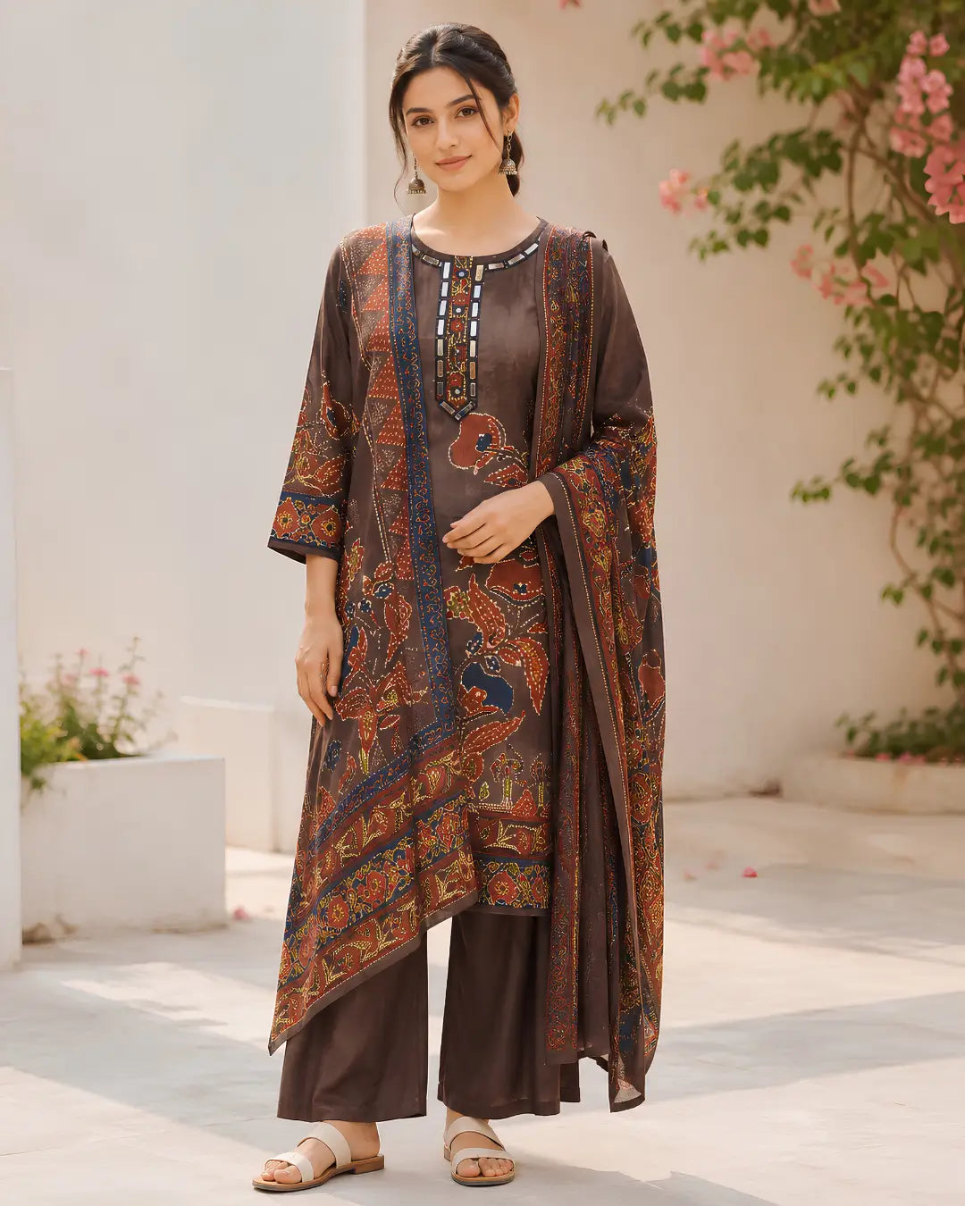Pure Crepe Full Set with Mirror work