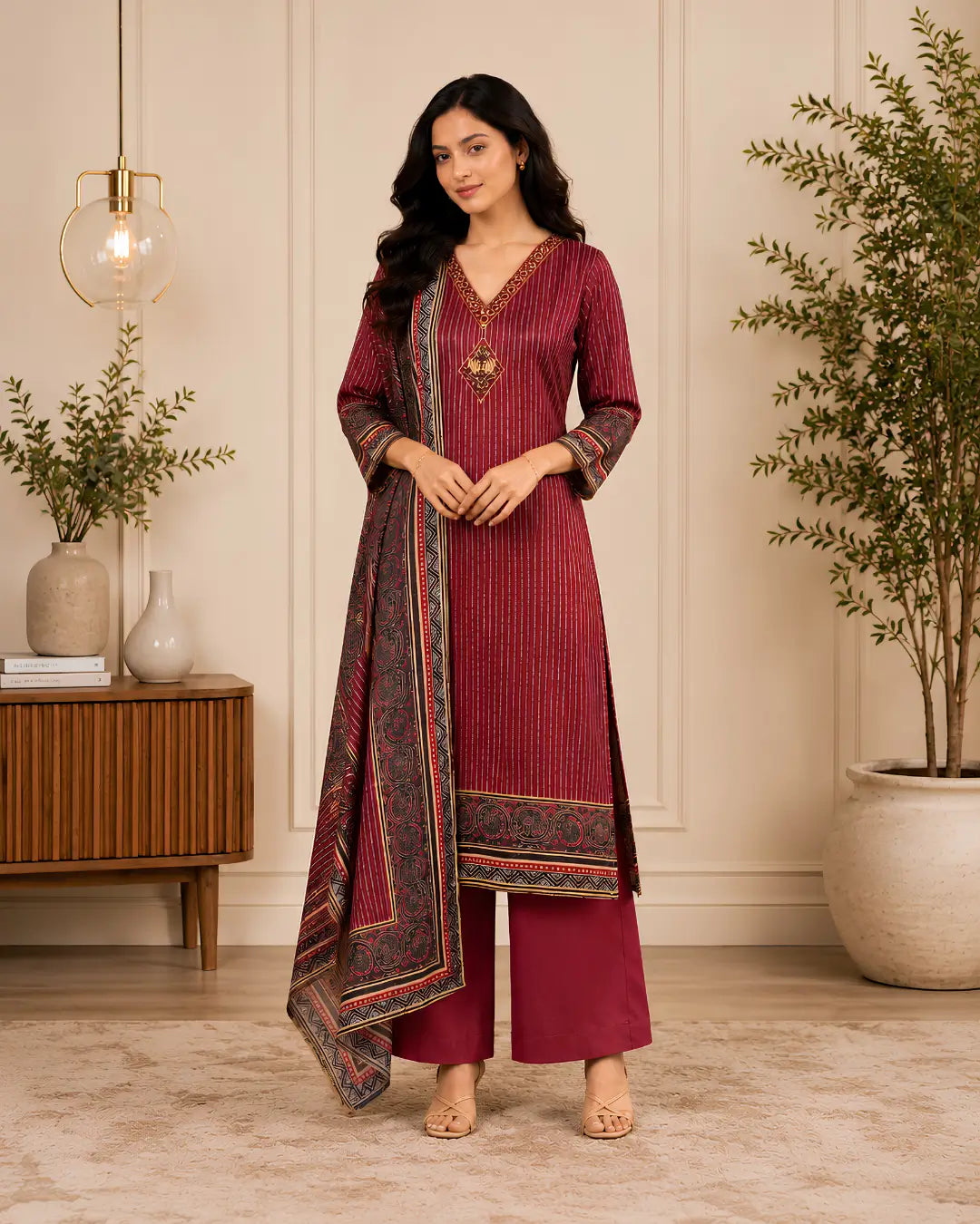 Pure crepe Full Set with hand work (with lining)