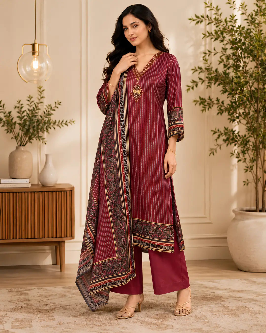 Pure crepe Full Set with hand work (with lining)