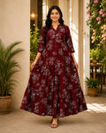 Rayon Anarkali Kurti (Full Length) Flared Kurti Wine