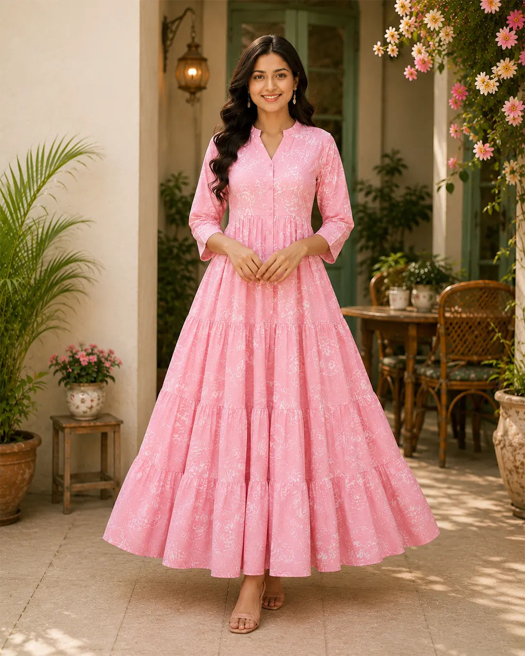 Rayon Anarkali Kurti (Full Length) – Pink