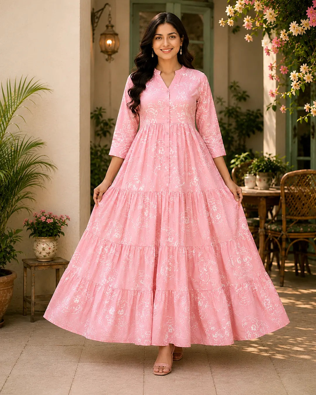 Rayon Anarkali Kurti (Full Length) – Pink