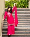 Sharara Set with heavy zari work Straight fit Pink