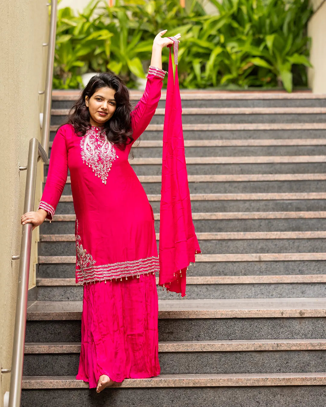 Sharara Set with heavy zari work Straight fit Pink