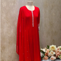 Anarkali Full Set With Sequence Work Flared Kurta Red