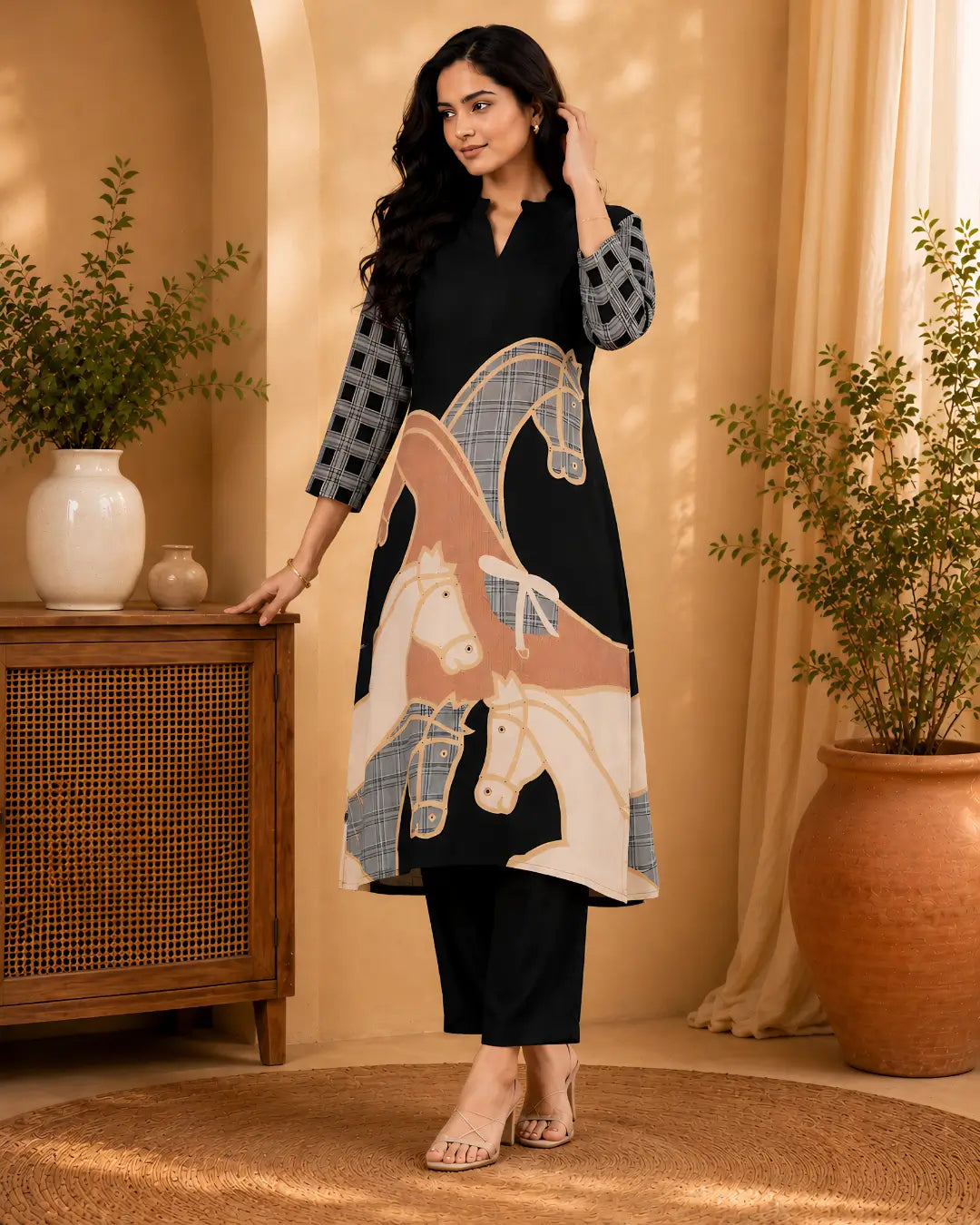 black kurti pant