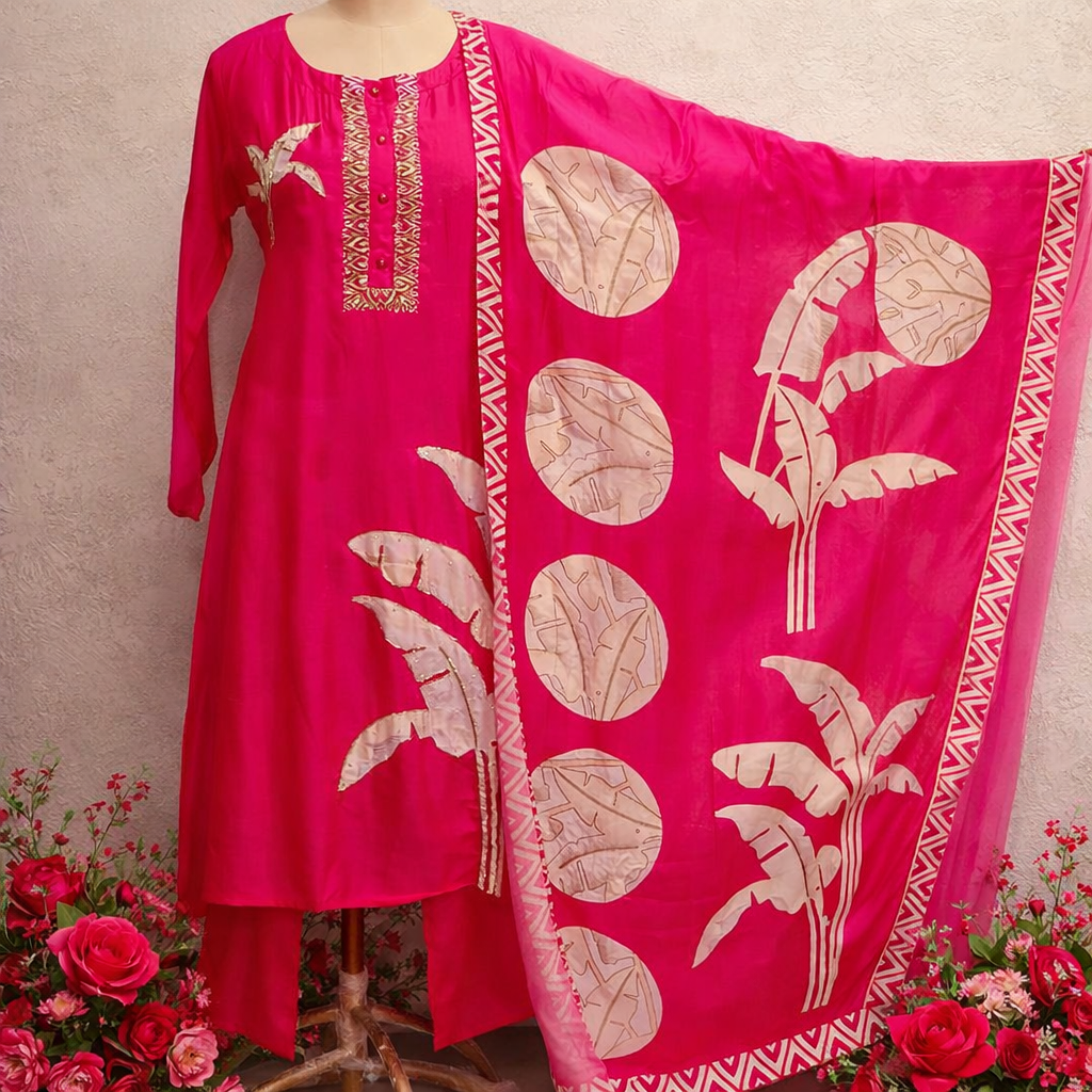 Dola Silk Full Set with detailing work Straight fit