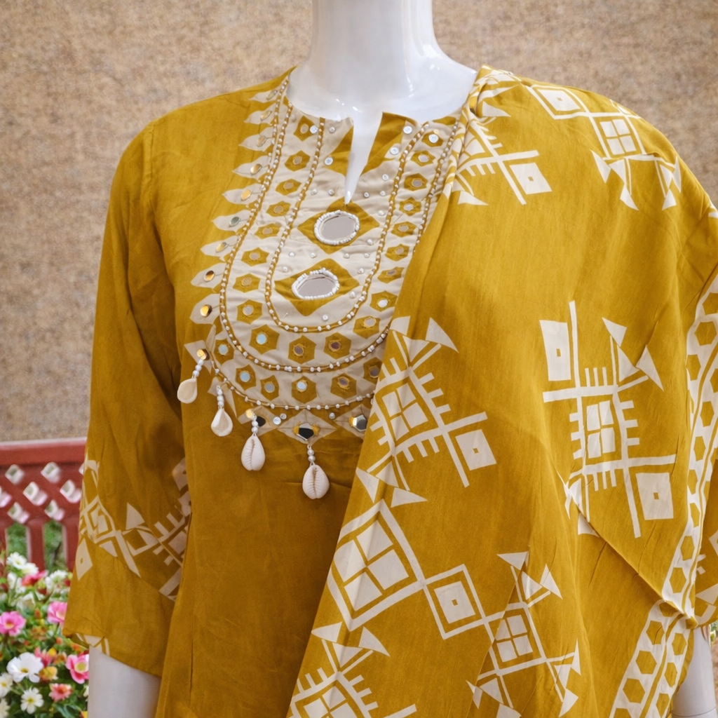 Pure Crepe Full Set with Mirror work